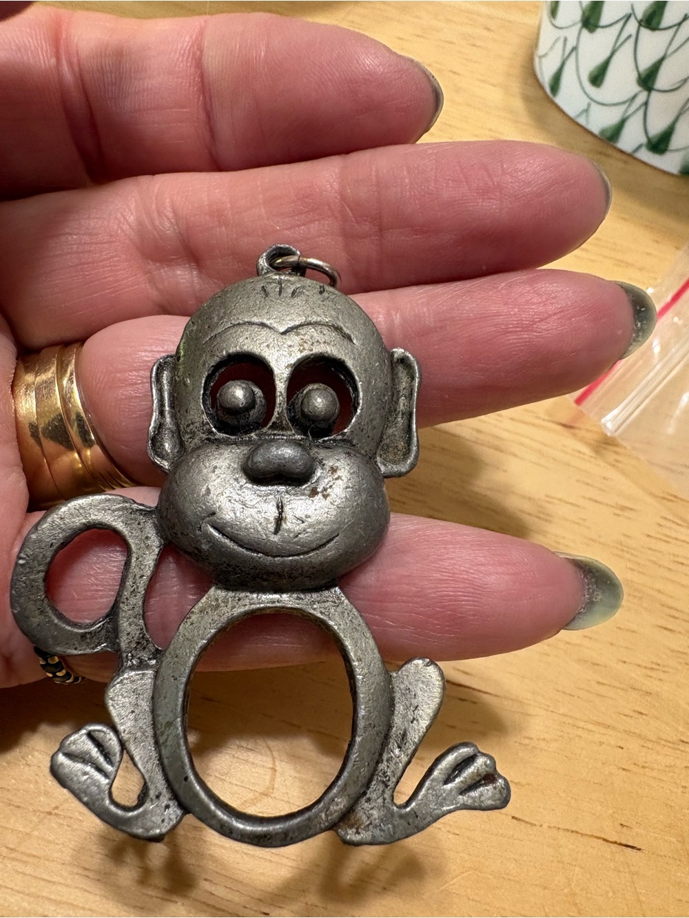 P30 Vintage Monkey Bottle Opener Pendant - Silver Tone